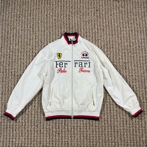 Ferrari White Bomber Jacket with Red Accents